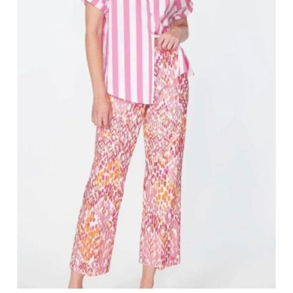 Estelle and Finn multicolor cropped flare leg pants pink printed size 10 - Picture 1 of 4